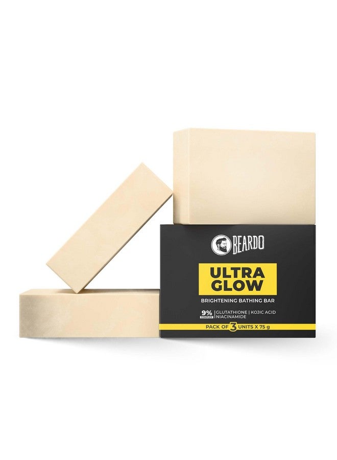 Beardo Ultraglow Brightening Bathing Bar | 9% complex glutathione, niacinamide & kojic acid | Skin Brightening Soap | Whitening Soap for men | Dermatologically tested |75g * Pack of 3 - Image 1