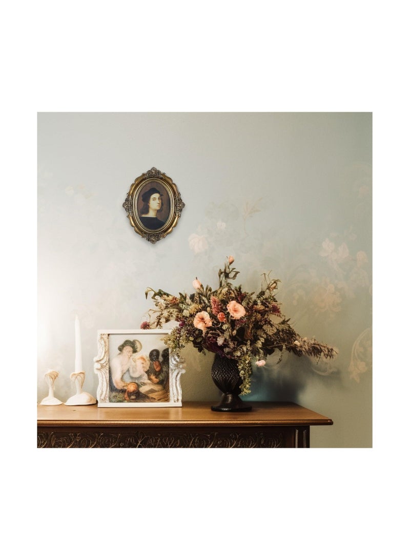 Antique Oval Picture Frame Vintage Photo Glass Front Tabletop or Wall Hanging Art Gallery Decor for Home Office Shop Store Decoration Festivals Gift Bronze Gold 4x6In - Image 4