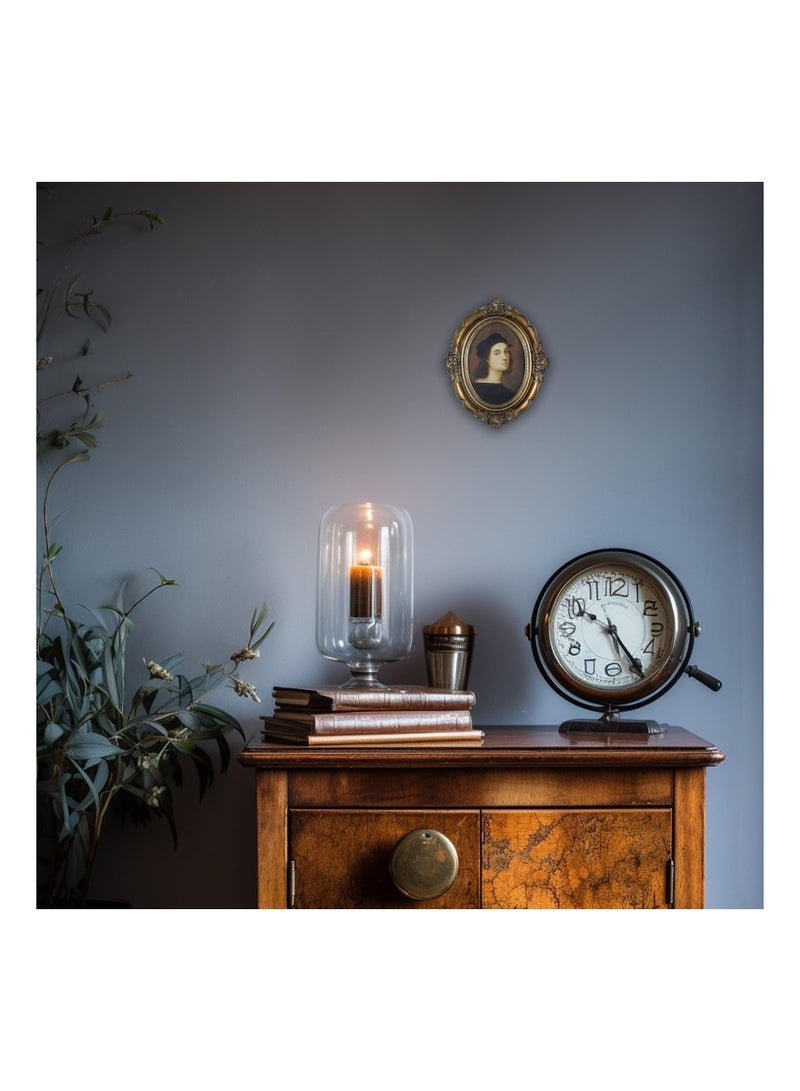 Antique Oval Picture Frame Vintage Photo Glass Front Tabletop or Wall Hanging Art Gallery Decor for Home Office Shop Store Decoration Festivals Gift Bronze Gold 4x6In - Image 3