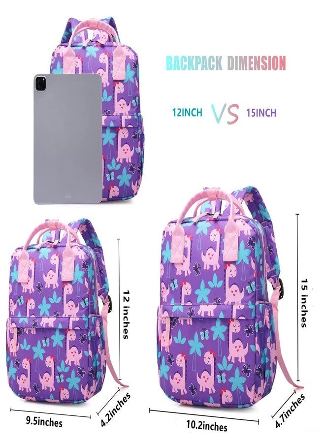 KingCheer Cute Preschool Backpack Toddler School Book Bag for Girls Boys Kids Kindergarten Nursery Travel Bag with Chest Strap, Girly Dinosaur, 15-Inch, Backpack - Image 3