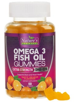 Nature's Nutrition Omega Fish Oil Gummies - Delicious Orange Flavor Fish Oil Omega 3 Supplements with Heart Healthy EPA & DHA Fatty Acids for Heart, Joint & Brain Support - Omega 3 Fish Oil Gummy Vitamins - 60 Gummies  - Image 1
