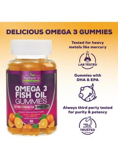 Nature's Nutrition Omega Fish Oil Gummies - Delicious Orange Flavor Fish Oil Omega 3 Supplements with Heart Healthy EPA & DHA Fatty Acids for Heart, Joint & Brain Support - Omega 3 Fish Oil Gummy Vitamins - 60 Gummies  - Image 5