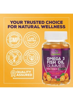 Nature's Nutrition Omega Fish Oil Gummies - Delicious Orange Flavor Fish Oil Omega 3 Supplements with Heart Healthy EPA & DHA Fatty Acids for Heart, Joint & Brain Support - Omega 3 Fish Oil Gummy Vitamins - 60 Gummies  - Image 4