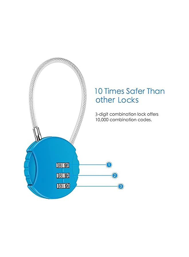 PROMASS PROMASS 2 Pack Combination Lock 3 Digit Outdoor Safety Waterproof Padlock for School Gym Locker, Sports Locker, Fence, Toolbox, Gate, Case, Hasp Storage, Easy to Set Your Own Combo (Black & Blue)  - Image 3