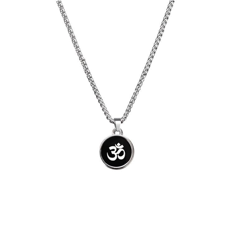 M Men Style Religious Lord Shiv Om Aum Locket Divine Spiritual Yoga Jewelry for Health & Wealth Silver Stainless Steel Pendant Necklace Chain Men and Women SPn202559 - Image 1