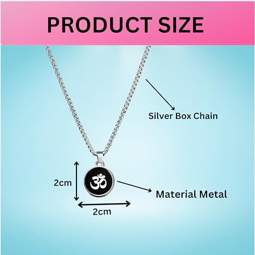 M Men Style Religious Lord Shiv Om Aum Locket Divine Spiritual Yoga Jewelry for Health & Wealth Silver Stainless Steel Pendant Necklace Chain Men and Women SPn202559 - Image 2