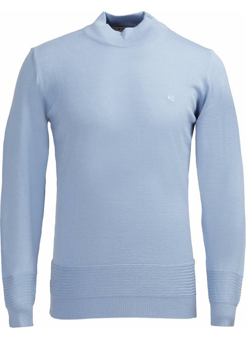 Blue Half Turtleneck Wool Blend Knitwear
