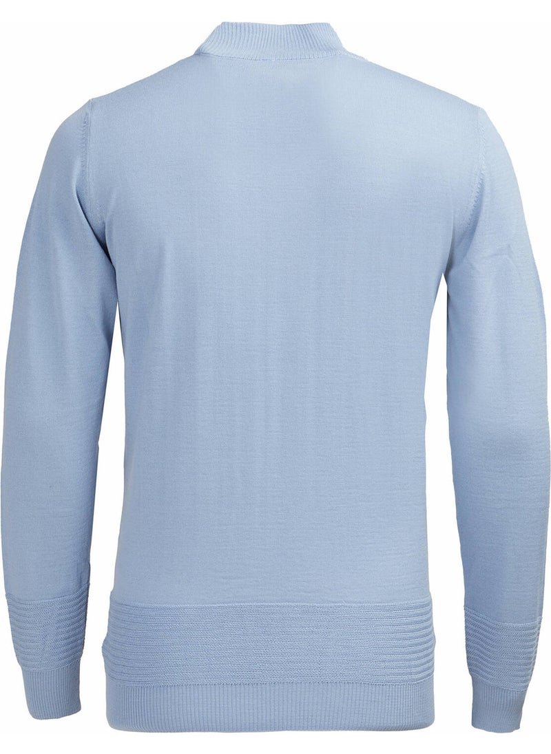 Blue Half Turtleneck Wool Blend Knitwear