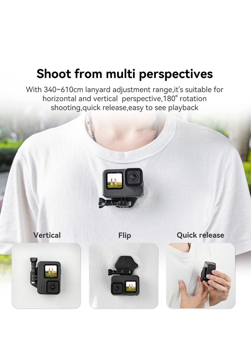 SYOSI Magnetic Neck Photography Holder Action Camera Snap Mount with Neck Strap 360° Invisible Selfie Necklace Lanyard Chest Mounting Accessories for Gopro Hero DJI ACTIO AKASO Iphone Android - Image 2