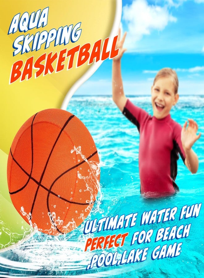 Billeeit 4Pcs Water Skipping Balls for Pool Play(Basketball Theme), Water Pool Beach Swim Toys for Kids Ages 4-8, 8-12 and Adults, Include 2 Balls and 2 Discs - Image 2