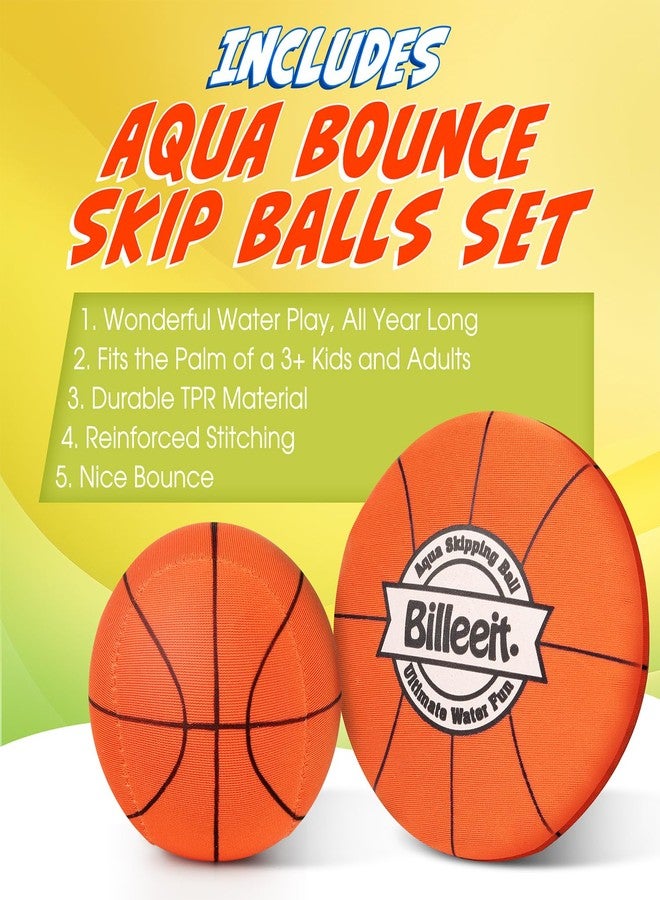 Billeeit 4Pcs Water Skipping Balls for Pool Play(Basketball Theme), Water Pool Beach Swim Toys for Kids Ages 4-8, 8-12 and Adults, Include 2 Balls and 2 Discs - Image 4