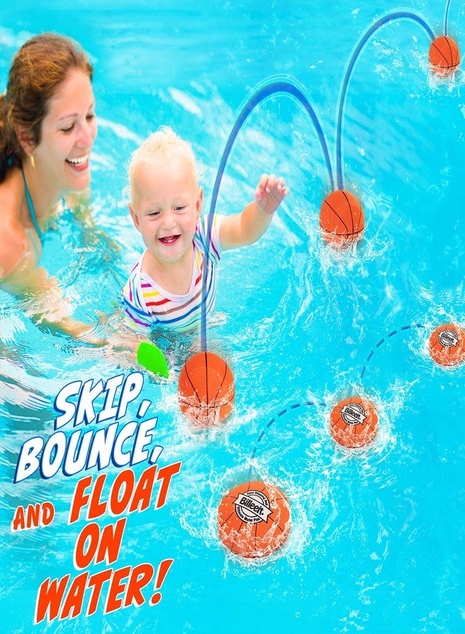 Billeeit 4Pcs Water Skipping Balls for Pool Play(Basketball Theme), Water Pool Beach Swim Toys for Kids Ages 4-8, 8-12 and Adults, Include 2 Balls and 2 Discs - Image 5