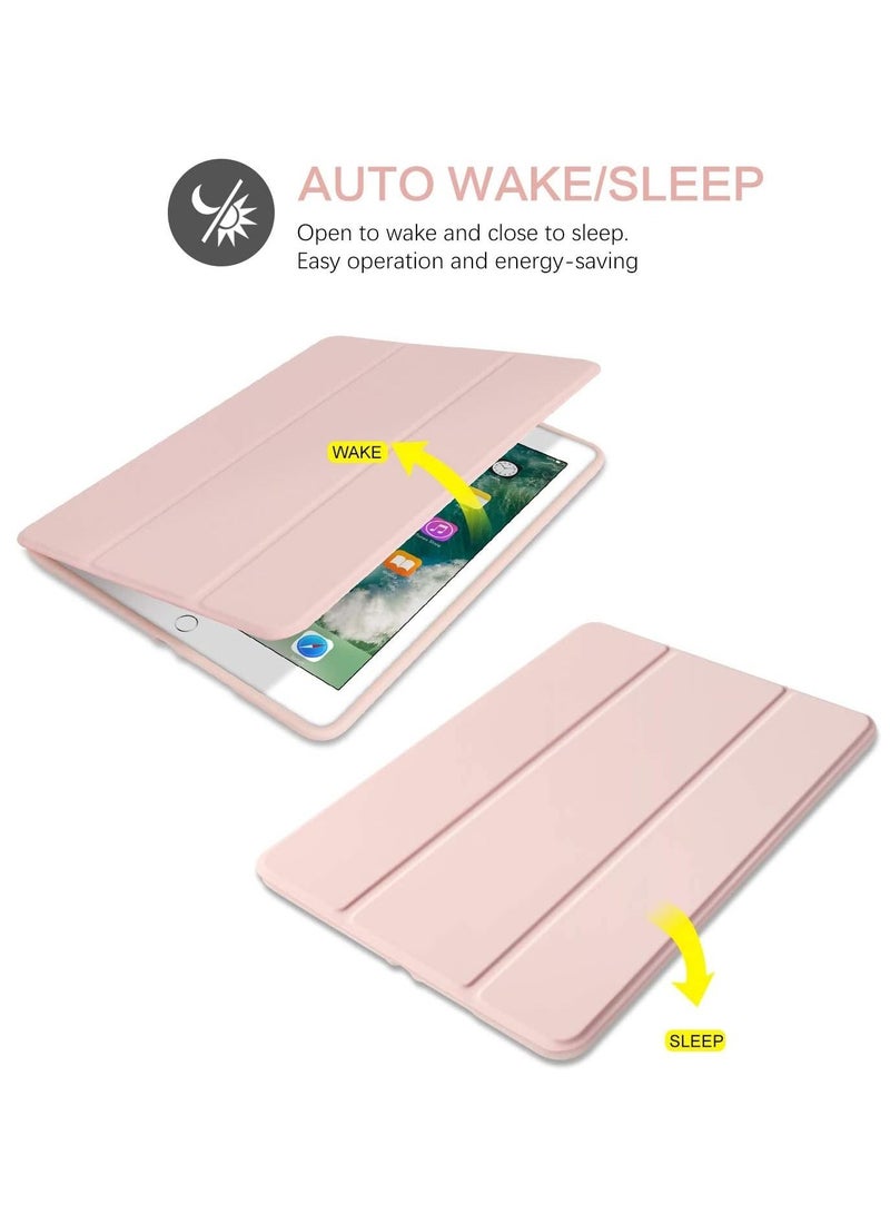HuHa iPad 6th Generation Case, iPad 5th Generation Case with Pencil Holder, Premium Folio Folding Stand Smart Auto Wake/Sleep Protective Tablet Case Cover for Apple iPad 9.7 Inch 2018 / 2017, Pink  - Image 2