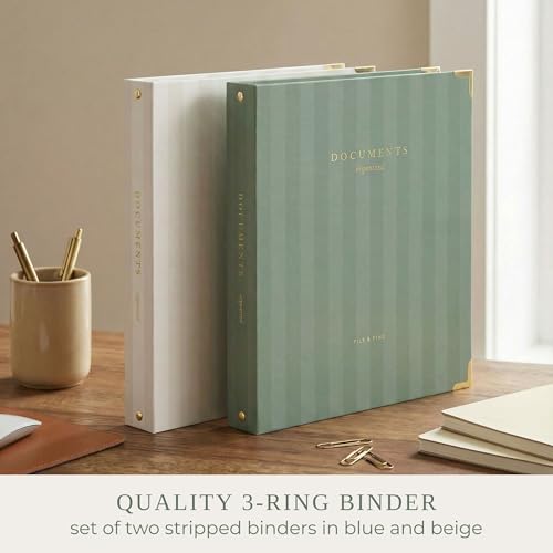 ZICOTO Aesthetic 3 Ring Binder Set of 2 - Sturdy 1 Inch Binder Fits Letter Sized Paper - A Cute Three Hole Ring Holder for Women or Men with Pocket Easily Organizes Your Paperwork for School, Office or Work - Image 3