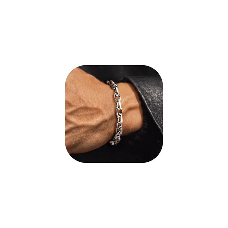 ChainsHouse Mens Rolo Link Bracelet 316l Stainless Steel Classic Punk Style 12mm 7.5 inch - Image 1