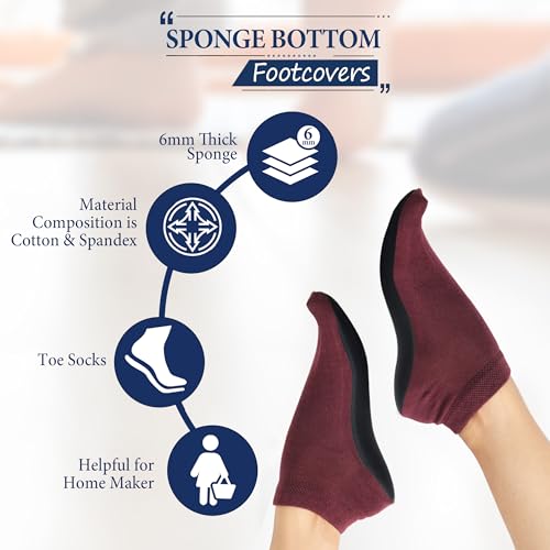 Footmate Socks Anti Skid Sponge Bottom Toe Ankle Cotton Socks for Women (Pack of 5) - Image 3
