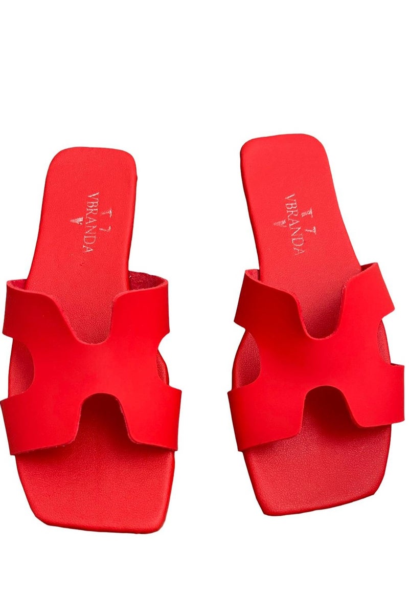 Vbranda Classic Flat Slipper with Modern Open Design SF-66-RED - Image 4