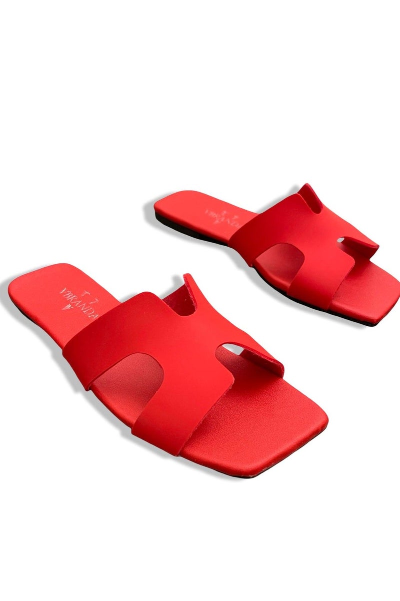 Vbranda Classic Flat Slipper with Modern Open Design SF-66-RED - Image 1