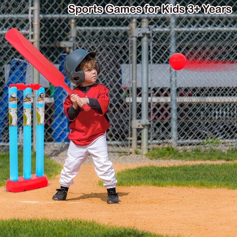 FunBlast طقم كريكيت مع مضرب، أعمدة وكرة، ألعاب رياضية للأطفال من 3 سنوات فما فوق - طقم مضرب وكرة - أفضل هدايا عيد الميلاد للأطفال - متعدد الألوان (صغير) - Image 3