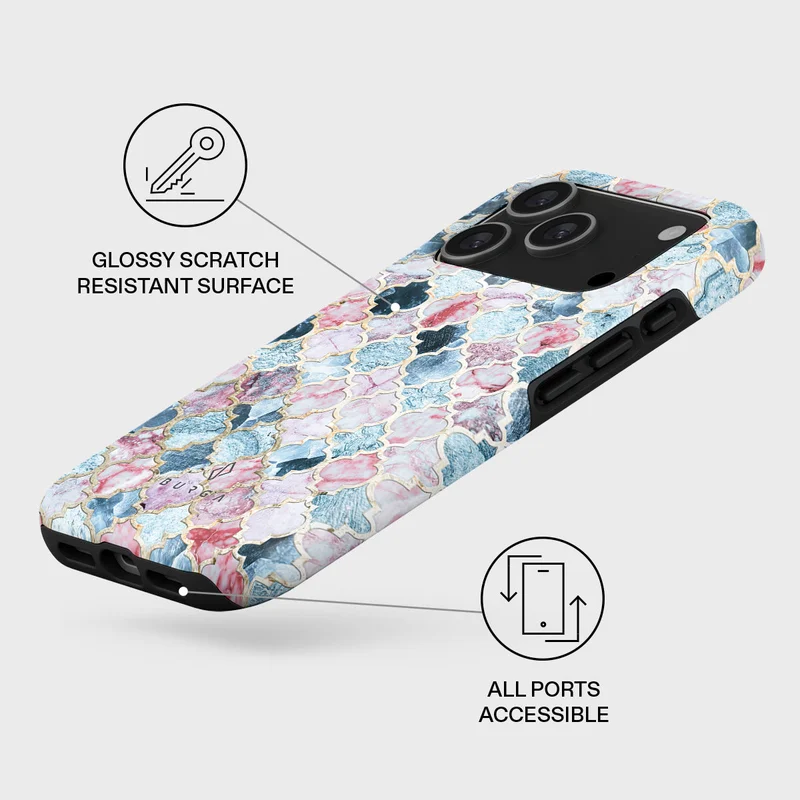 بورجا جراب iPhone 17 Pro Pink Beach Premium متوافق مع هيكل صلب مزدوج الطبقات هجين + حماية من السيليكون - غطاء محمول مقاوم للخدش والصدمات