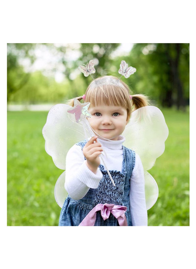 SYOSI - Girls Fairy Costume Set Princess Tutu Skirt Fairy Magic Butterfly Wings Dress Up Fantasy Costume Play with Butterfly Wings, Magic Wand and Headband Set for 3-8 Years Girls - Image 1