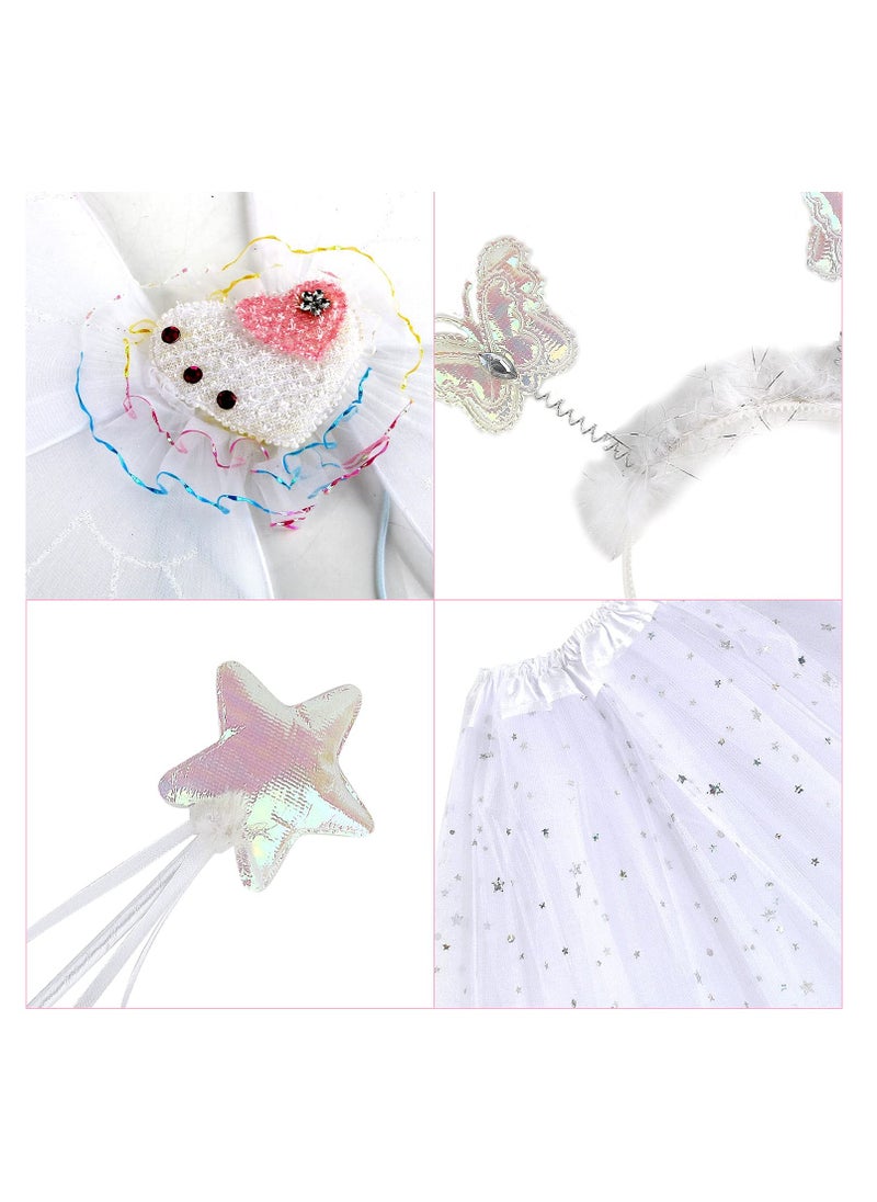 SYOSI - Girls Fairy Costume Set Princess Tutu Skirt Fairy Magic Butterfly Wings Dress Up Fantasy Costume Play with Butterfly Wings, Magic Wand and Headband Set for 3-8 Years Girls - Image 1