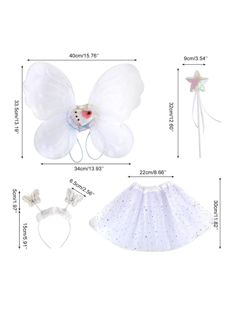 SYOSI - Girls Fairy Costume Set Princess Tutu Skirt Fairy Magic Butterfly Wings Dress Up Fantasy Costume Play with Butterfly Wings, Magic Wand and Headband Set for 3-8 Years Girls - Image 1