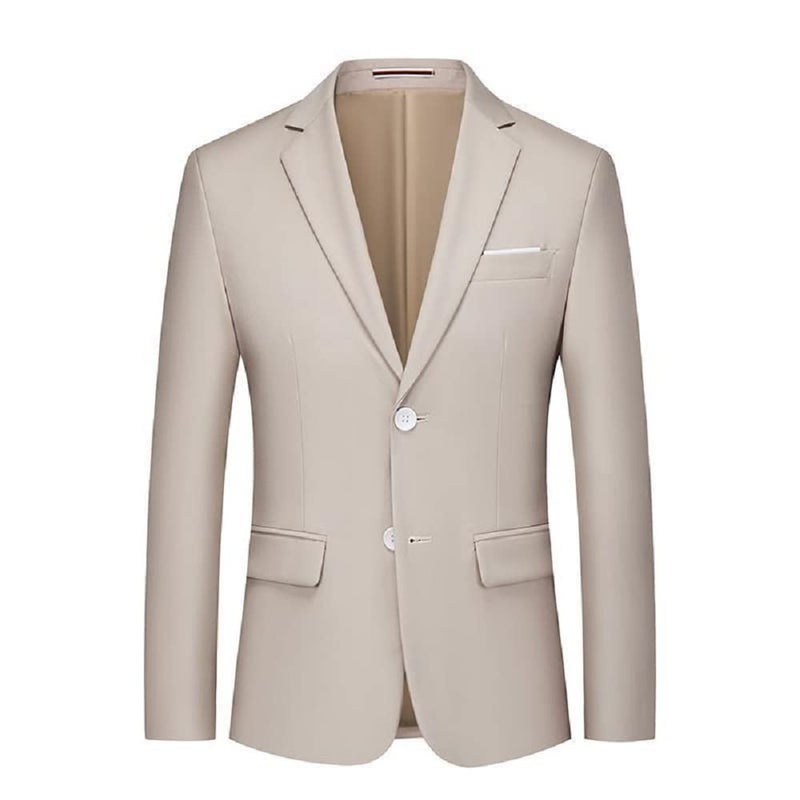 Blazer for Men Slim Fit Suit Jacket Sport Coats Formal Dress Jacket 2 Button Beige