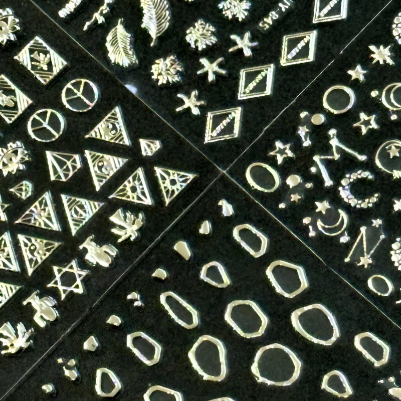 SPLOCUDU 30 Sheets Silver Nail Art Stickers 3D Self-Adhesive Line Nail Decals Silver Star Nail Stickers Moon Heart Nail Supplies Nail Art Design for DIY Acrylic Nails Decoration Accessories for Women - Image 5