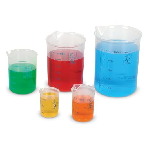 Learning Resources Graduated Beakers, Science Classroom Accessories, Liquid Measurement Concepts, 50 ml, 100 ml, 250 ml, 500 ml, and 1 Liter, Set of 5, Ages 6+ - Image 2
