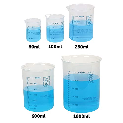 Learning Resources Graduated Beakers, Science Classroom Accessories, Liquid Measurement Concepts, 50 ml, 100 ml, 250 ml, 500 ml, and 1 Liter, Set of 5, Ages 6+ - Image 3