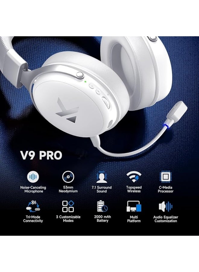 MCHOSE V9 Pro Gaming Headset Bluetooth Headset Wireless Headset Headset with Microphone 7.1 Surround Sound Quad-Mode Wireless Connectivity 250-Hour Battery Life Compatible with PS5 / Mobile Phones / PC - Image 4