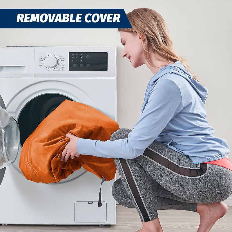 CYMULA CertiPUR-US Memory Foam Camping Mattress Pad, Portable Foam Sleeping Pad for Camping, Roll up Orange Single Sleeping Mat Floor Mattress Guest Floor Bed for Sleepover, Car, Tent SUV Cot Mattress - Image 3