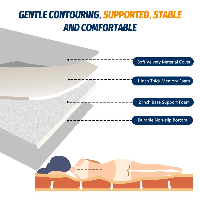 CYMULA CertiPUR-US Memory Foam Camping Mattress Pad, Portable Foam Sleeping Pad for Camping, Roll up Orange Single Sleeping Mat Floor Mattress Guest Floor Bed for Sleepover, Car, Tent SUV Cot Mattress - Image 2