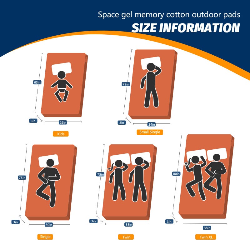 CYMULA CertiPUR-US Memory Foam Camping Mattress Pad, Portable Foam Sleeping Pad for Camping, Roll up Orange Single Sleeping Mat Floor Mattress Guest Floor Bed for Sleepover, Car, Tent SUV Cot Mattress - Image 5