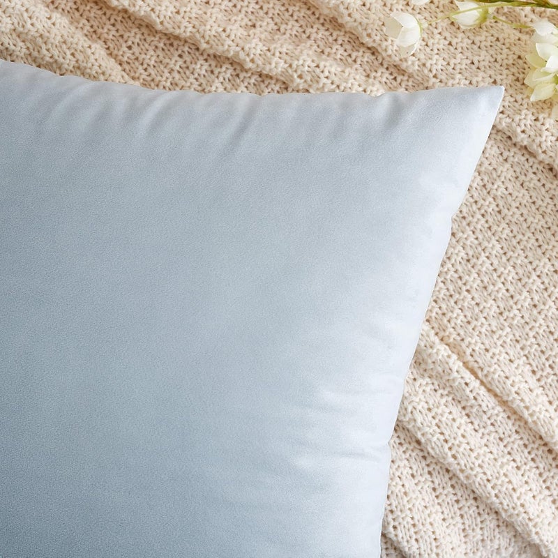Pack of 2 Velvet Throw Pillow Covers Soft Thick Square Cushion Covers for Sofa Couch Bedroom Living Room 45x45cm (Baby Blue) - Image 2