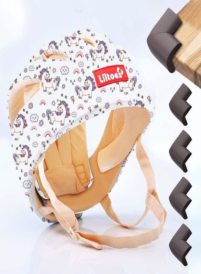 Liltoes Baby Safety Products Combo | LILTOES Baby Head Protector + Edge Guard for Safety of Kids 6M to 3 Years | Baby Safety Helmet with Corner Guard Protection (Unicorn+Corner) - Image 1