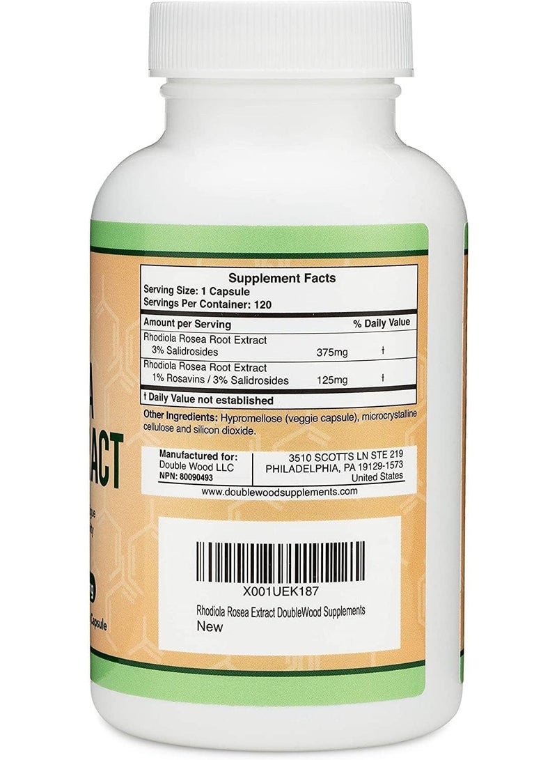 Double Wood Supplements مستخلص روديولا روزيا، 500 ملغ - 120 كبسولة نباتية - Image 2