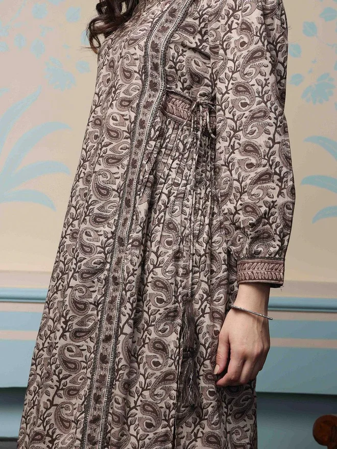 ISHIN ISHIN Brown Cotton Kurta and Pants with Dupatta Set