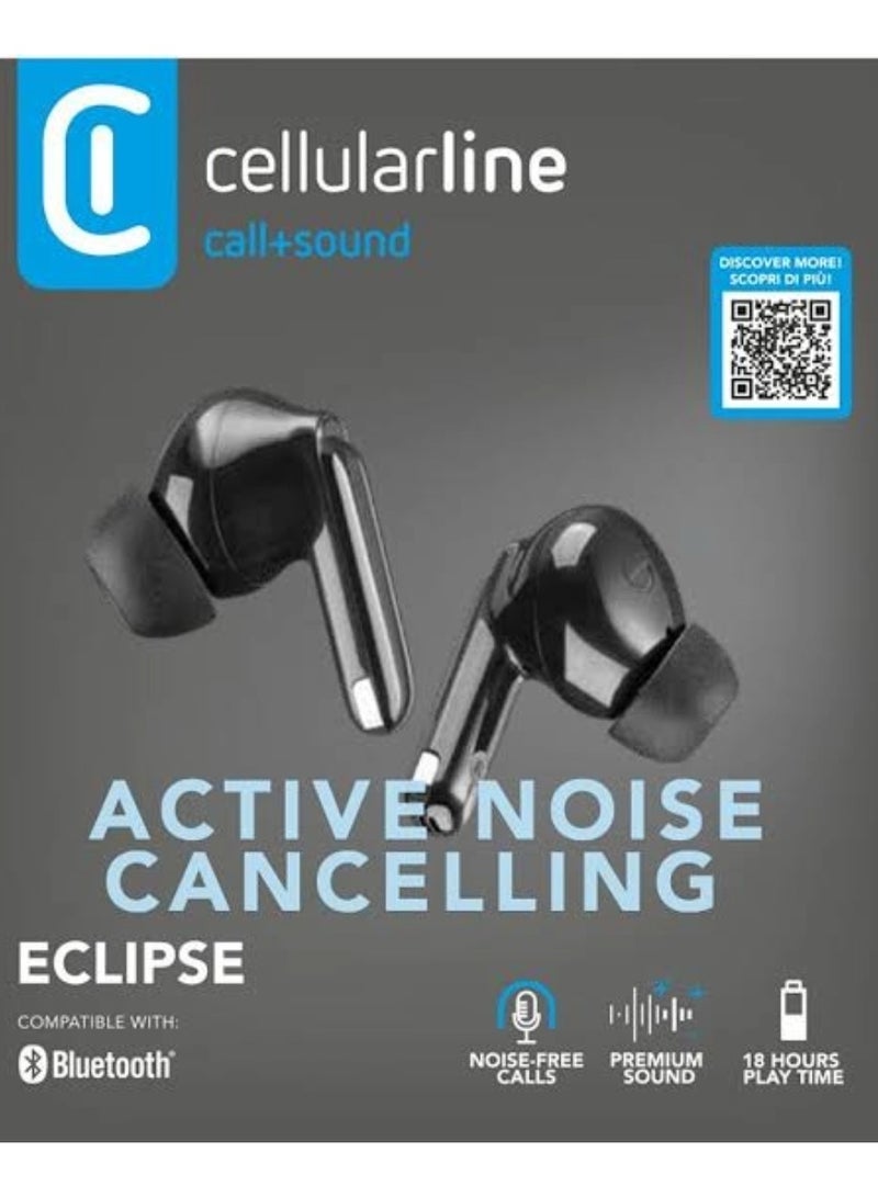 سيلولار لاين سماعات Cellularline Eclipse هي مجموعة متميزة من سماعات الأذن اللاسلكية المزودة بتقنية البلوتوث والمصممة لتوفير صوت عالي الجودة وإلغاء الضوضاء وعمر بطارية طويل. - Image 1