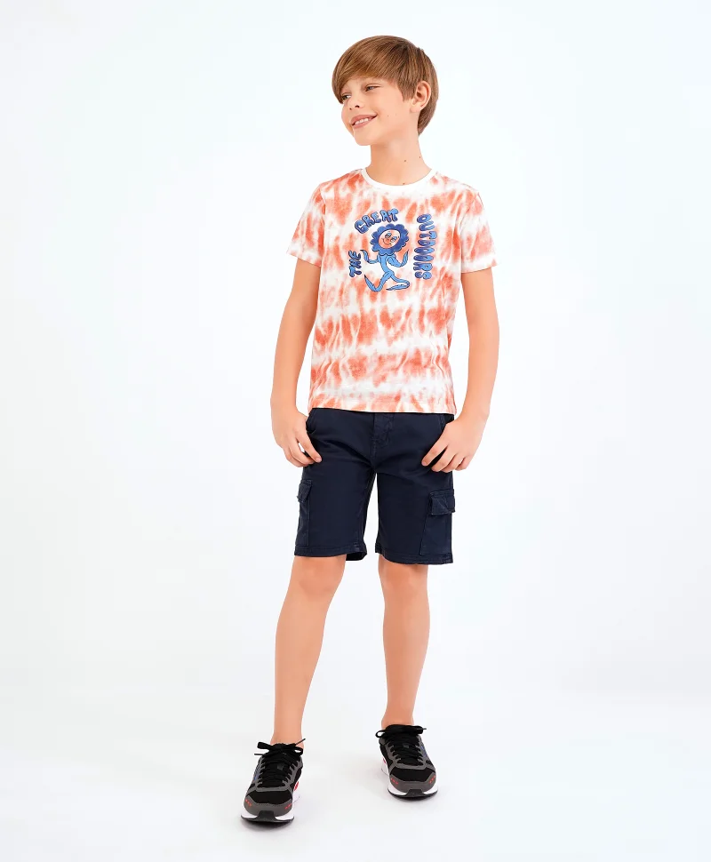 Primo Gino Primo Gino Half Sleeves T-Shirt Text Print - Red Blue