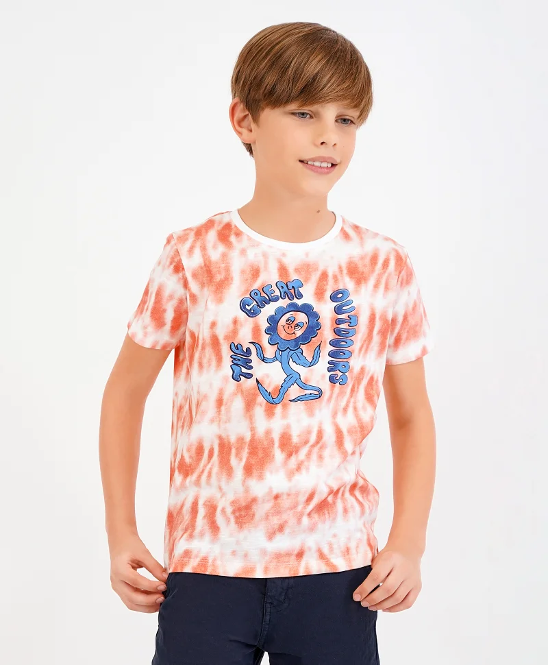 Primo Gino Primo Gino Half Sleeves T-Shirt Text Print - Red Blue