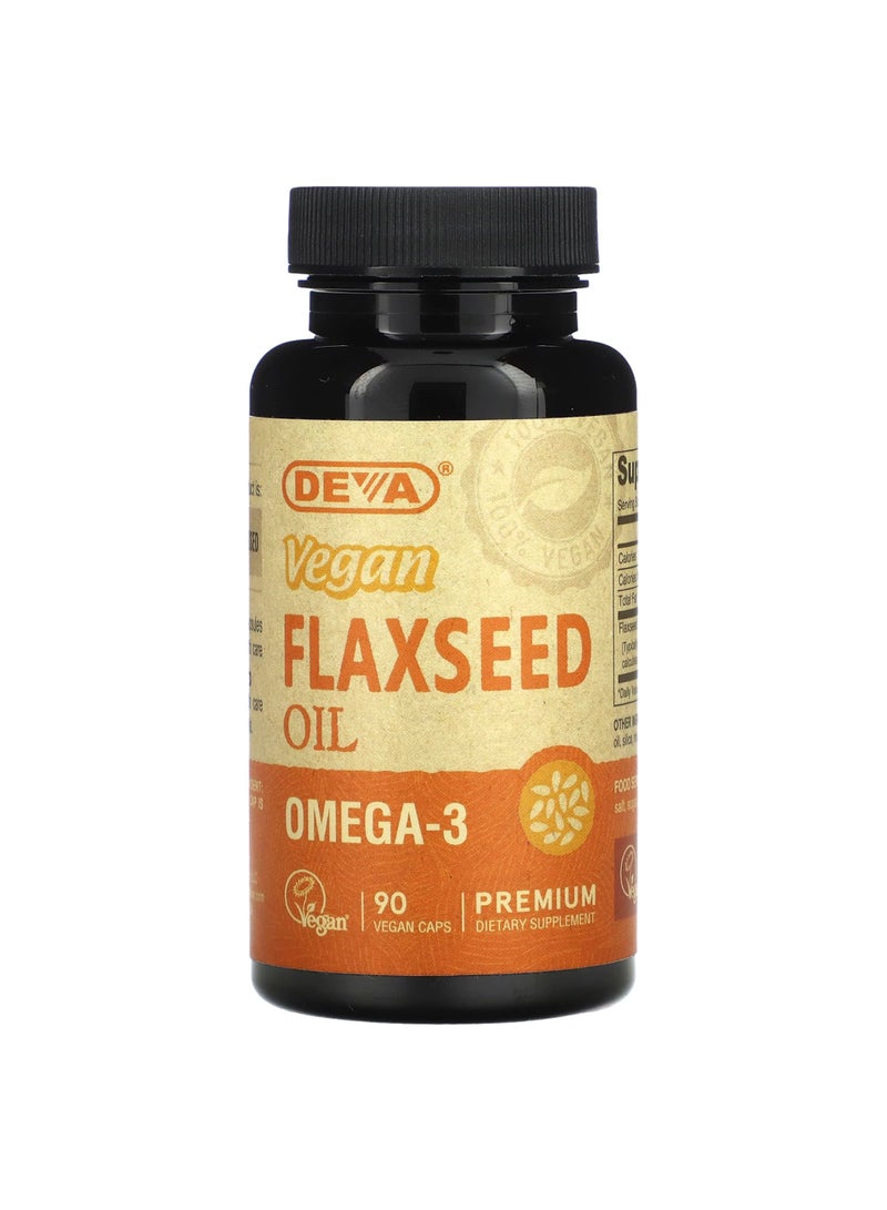 Premium Vegan Flaxseed Oil, 90 Vegan Caps (500 mg per Cap)