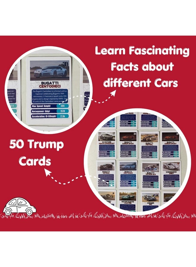 CocoMoco Kids Car Trump Cards Game for Kids, Learning Game Educational Toy, Birthday Return Gift for Kids 6-8 Years, 9-10, 11-12 Year Old Boys and Girls - Image 2