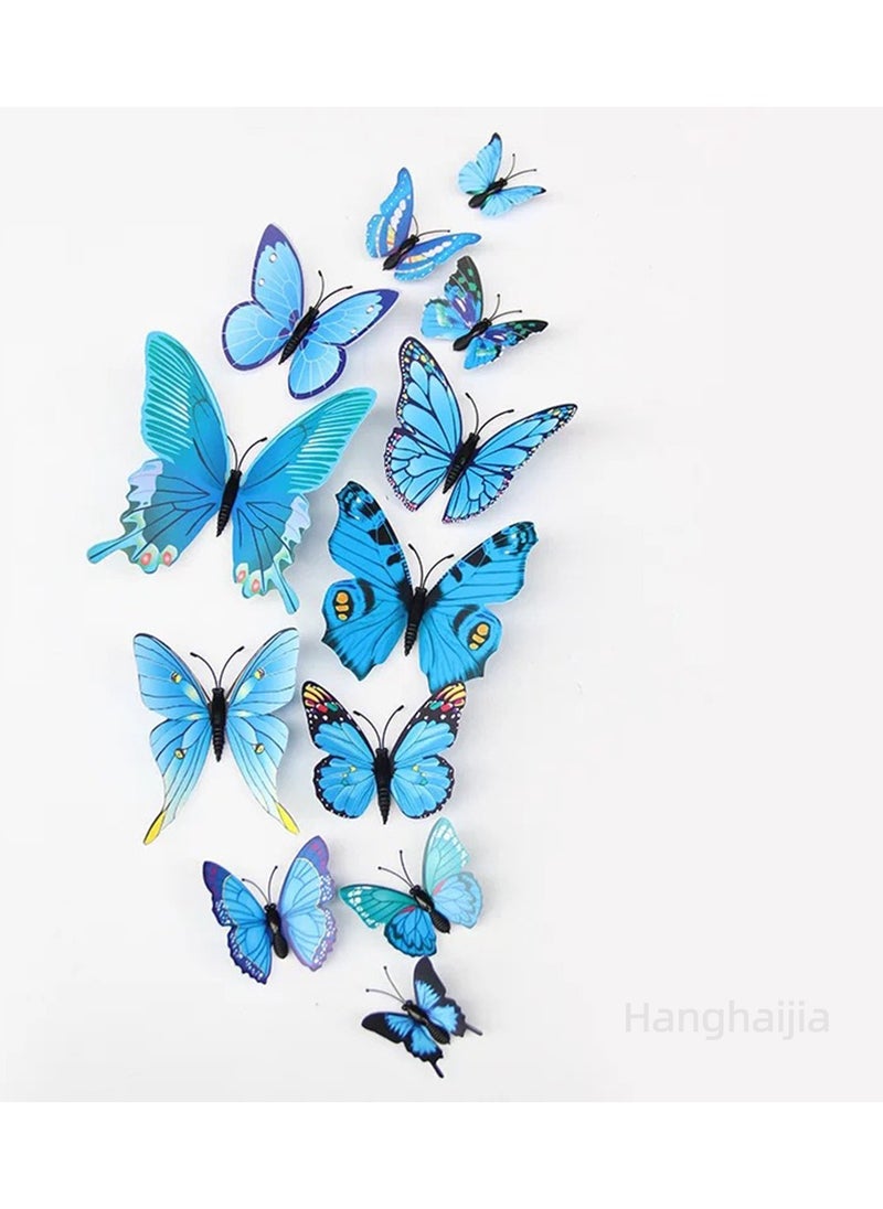 Hanghaijia 12 PCS 3D Simulation Butterfly Wall Fridge Stickers Decorations Photography Props  - Image 1