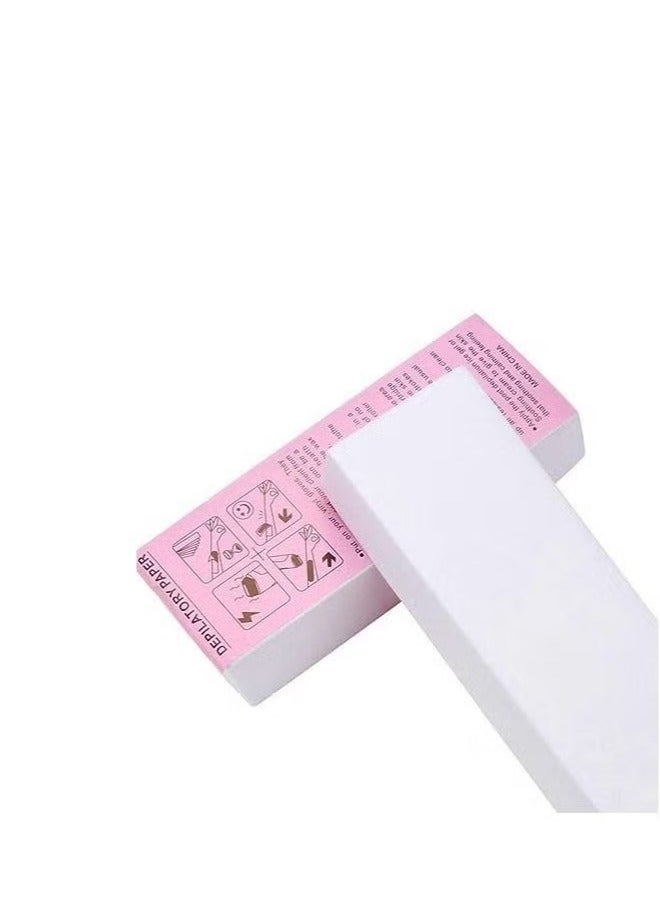 أوريتي مجموعة ملاعق الشمع وشرائط الشمع من ORiTi، 100 قطعة من أعواد الشمع السميكة الكبيرة و100 شريط شمع لإزالة شعر الوجه والجسم والحاجبين والساقين ومنطقة البكيني - Image 2