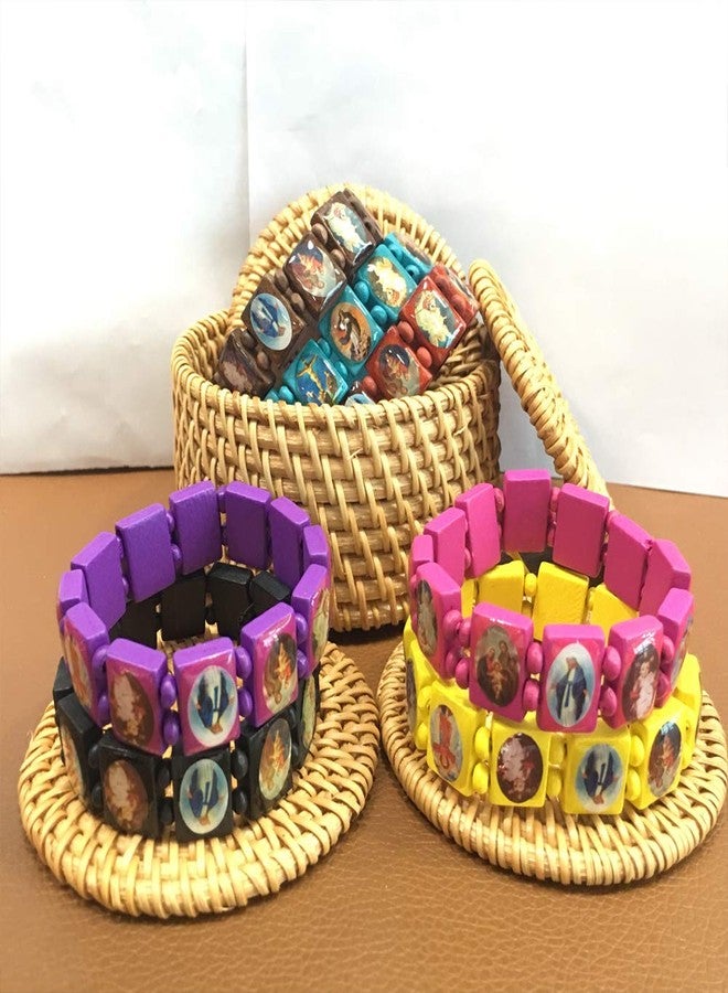 yantu 3 Pcs Religious Wooden Bracelet Jesus Bracelet Saints Rosary Bangles Elastic Stretch Small Panel Wooden Bracelet (Brown) - Image 5