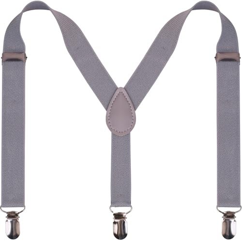 GUCHOL Suspenders for Boy and Girl Adjustable Elastic with Strong Metal Clips Suitable for Kids Toddler Baby (Light Gray) - Image 1