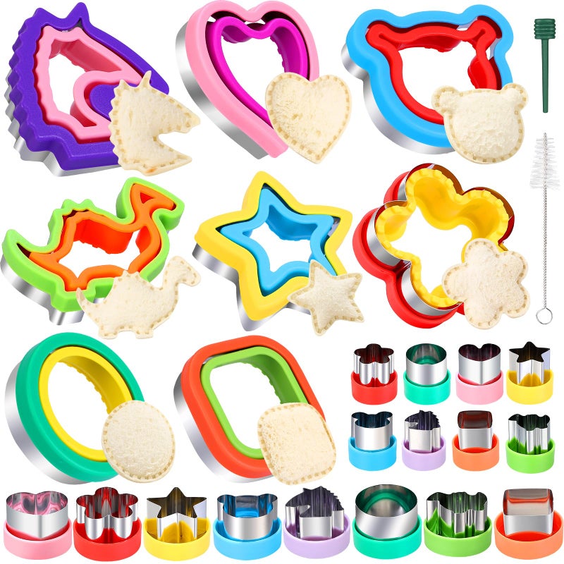 laxizar 8 Pack Sandwich Cutters Cookie Cutters Sandwich Maker Bread Maker Lunchbox 16 pcs Cookie Cutters - Image 1