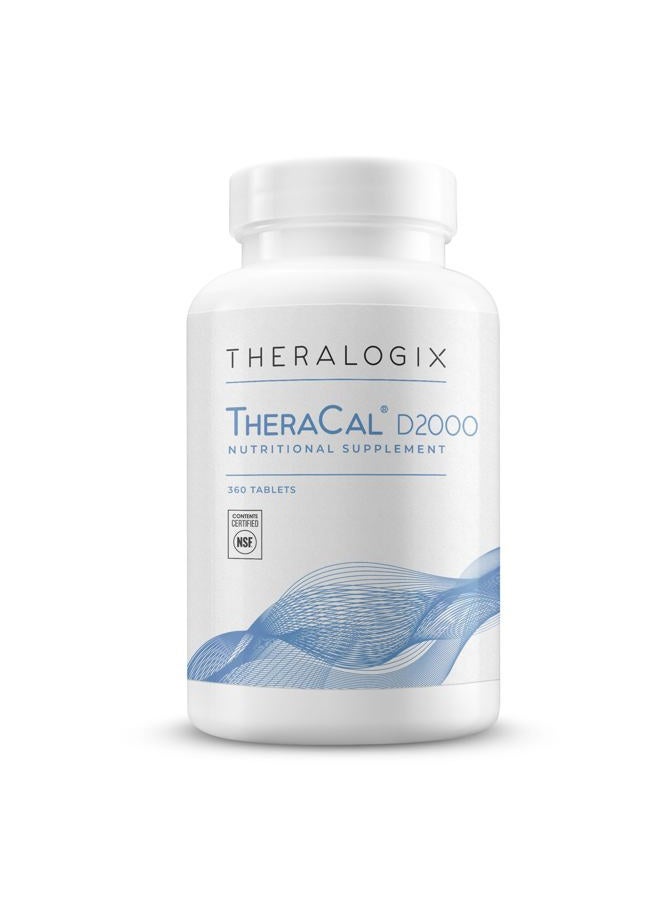 Theralogix ثيرا كال D2000 - مكمل دعم صحة العظام مع الكالسيوم والمغنيسيوم وفيتامين D3 وفيتامين K2 والبورون* - إمداد لمدة 90 يومًا - معتمد من NSF - 360 قرص - Image 1